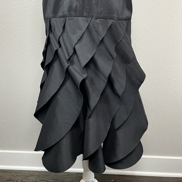 VTG XSCAPE by Joanna Chen Strapless Tiered Ruffle Mermaid Maxi Dress Black SZ 8 - Picture 4 of 13